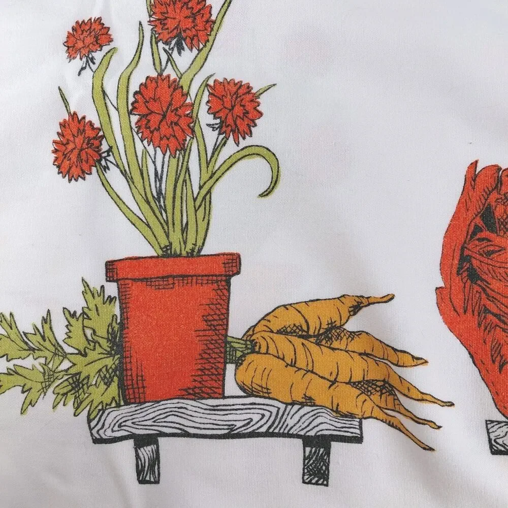 Vtg Vegetable Floral Table Cloth Rectangle Bridge 1960's 59.5x54